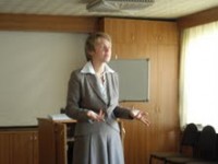 -1 Yevgenia Chirikova while she was speaking to Organizers' Forum delegation in Moscow in 2007.