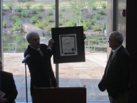 Library's Roberts getting ACO Award from Jim Lynch
