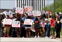 protest at McDonald's headquarters in Oak Park