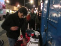 Setting up stall with Liz Ely, Jon Black, and Tom Scott