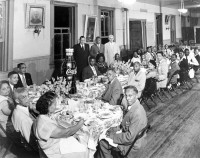 A black and white photo taken in 1940 of a Coca Cola employees dinner at the Marti Maceo Club, Ybor City's Afro-Cuban Mutual Aid Society.
