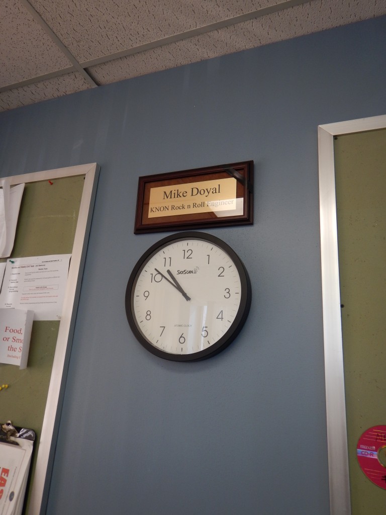 plaque recognizing long time KNON engineer Mike Doyle recently passed away