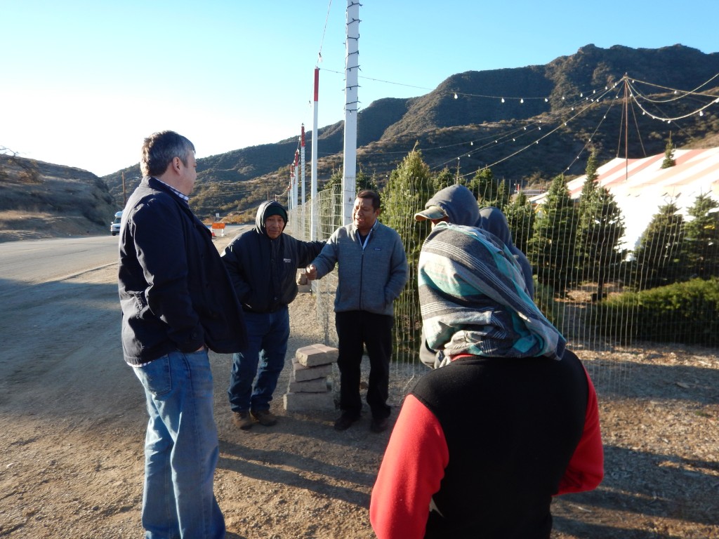 Pablo with some of the guys and talking to 25-year corner veteran worker and leader of the Battle of Agoura Hills