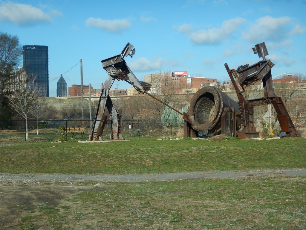 Monument to Steel Mills made of scraps by the trade unions along the Pittsburgh South Side