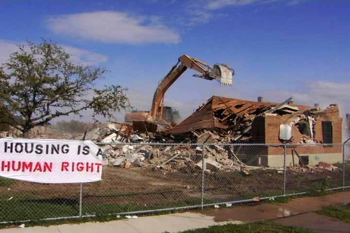 Demolition of housing project in New Orleans