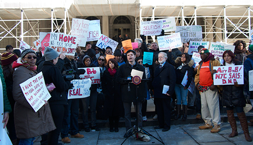 Protesters at a rally against illegal hotels Jan. 21. (Photo: Jaime Cone)