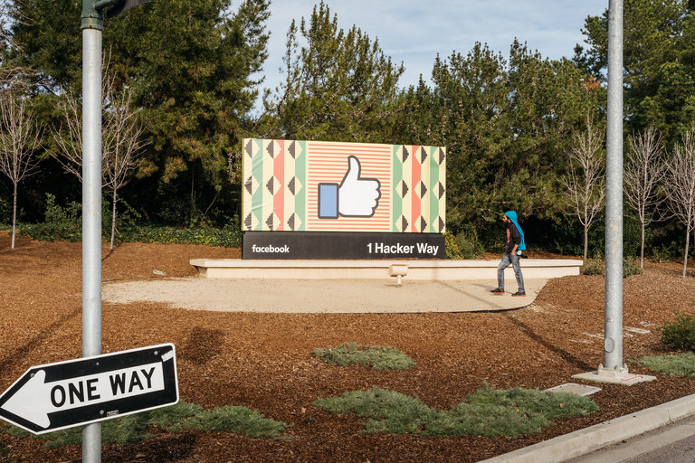 The entrance to Facebook’s headquarters in Menlo Park, Calif., where a group of 16 Republican pundits and politicians met with Mark Zuckerberg, Sheryl Sandberg and other top executives on Wednesday. Credit Jason Henry for The New York Times