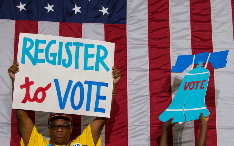 A rally last week in Philadelphia, where Hillary Clinton said voter registration efforts were the best tactic against Donald J. Trump. Credit Ruth Fremson/The New York Times