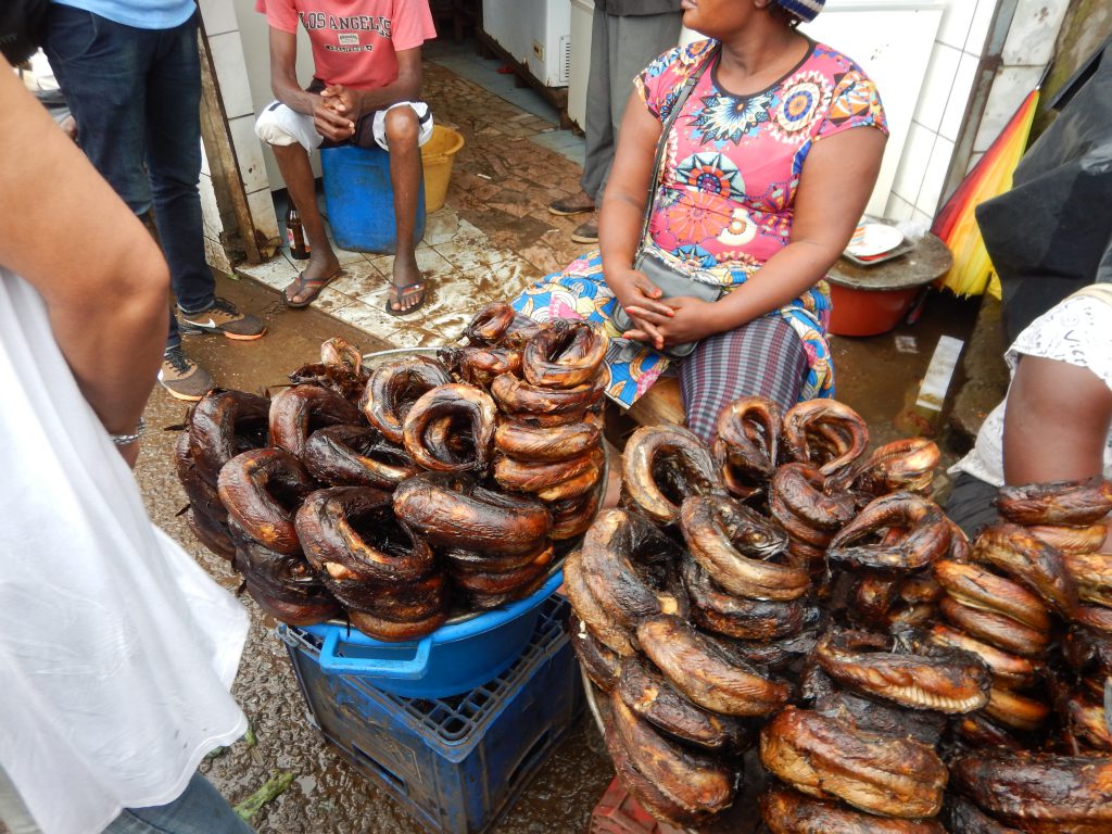 Eels for sale in the market